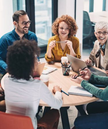 Multiracial group of business people having a meeting